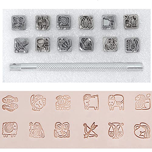 Sternzeichen Metall Stempelset Set, 12 Stück Lederstempel für Ton, Prägestempel (Sternzeichen) von 通用