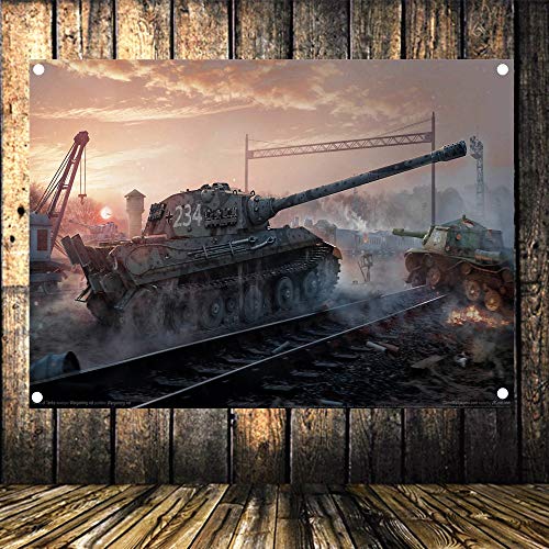 Tiger Panzer WW II Wehrmacht Arme, Poster, Flagge, Banner, Wandkunst, Leinwand, Malerei, Wanddekoration, 96 x 144 cm von 通用
