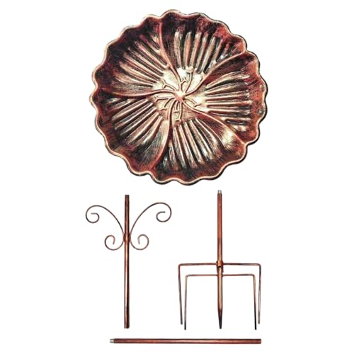 Vogeltränke – Vogeltränke Schüssel | Vogeltränke mit Futterspender | Garten Vogelfutterstation | Stehende Metall Vogelfutterschale Höhenverstellbar Winterdekor Hof Terrasse Deck für Hinterhof Balkon von ノーブランド品