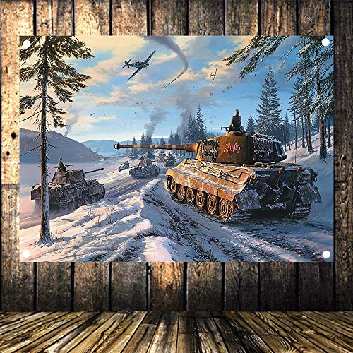 WW 2 GER Panzer Winter Camo Militär Poster Senior Kunst Wasserdicht Stoff Flagge Banner Tapisserie Wandbild Vintage Dekor Polster 144 x 96 cm von 通用
