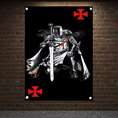 Wandbehang, Motiv: Kriegerritter, Tempelritter, Kunst, Retro-Poster, Wandteppich, HD-Tapeten, Heimdekoration, Vintage-Stil, Kreuzritter-Banner, Flagge, Wandbehang, Ornamente, 96 x 144 cm Wandbehang, Motiv: Kriegerritter, Tempelritter, Kunst, Retro-Poster, Wandteppich, HD-Tapeten, Heimdekoration, Vintage-Stil, Kreuzritter-Banner, Flagge, Wandbehang, Ornamente, 96 x 144 cm von 通用