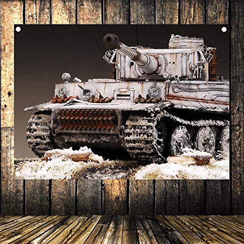 Wandbild, Motiv: Tiger, Panzer, WW II, Wehrmacht Arme, Poster, Flagge, Banner, Wandkunst, Leinwand, Malerei, Wanddekoration, 144 x 96 cm von 通用