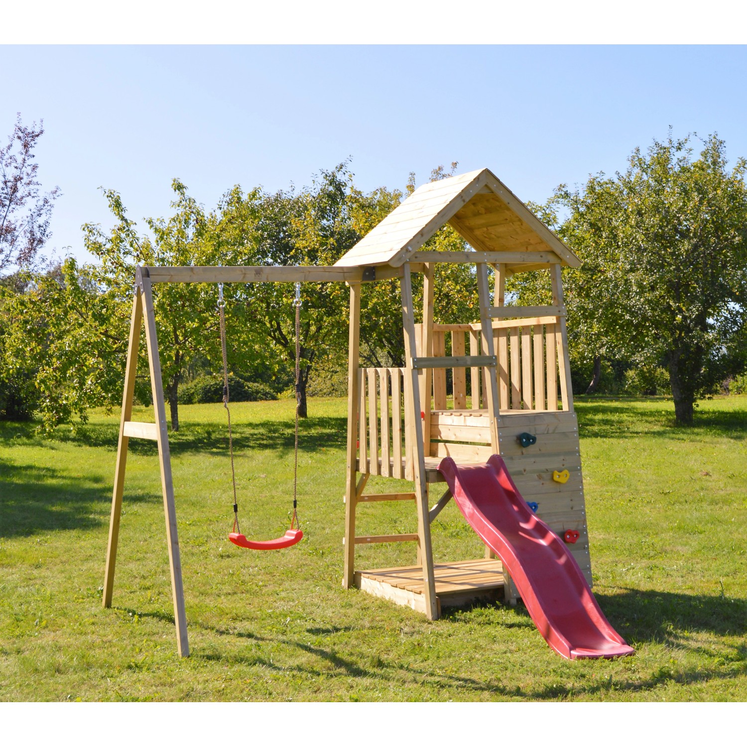 Wendi Toys Kinderspielturm Panda inkl. Rutsche & Kletterwand 270 cm x 270 cm x 2 von -