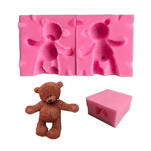 Xidmold 3D-Teddybär-Silikonform für Kuchen, Fondant, Schokolade, Süßigkeiten, Cupcakes, Gelee, Dekoration, Backwerkzeug, Formen für Kuchen, Seife, Mousse, Eiswürfel, Wachs, 1 Set von 通用