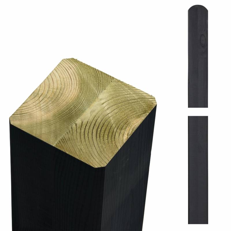 Zaunpfosten Leimholz Kiefer Schwarz 9 cm x 9 cm x 148 cm von -