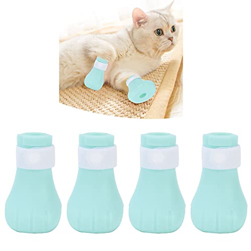 01 Katzen-Badeschuhe, sichere Katzen-Anti-Kratz-Schuhe Praktisch weich für geschnittene Nägel Geben Sie Injektionen für Haustiere zum Baden für Kätzchen Katzen(Green) von 01