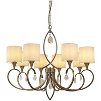 Alberto - 8 Light Crystal Multi Arm Kronleuchter Creme, Antik Messing Finish, E14 - Searchlight von SEARCHLIGHT