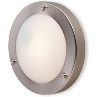 Firstlight Products - Firstlight Rondo - 1 Lichtwand / Deckenleuchte Gebürsteter Stahl, Opalglas IP54, G9 von FIRSTLIGHT PRODUCTS