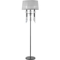 Inspired Mantra - Tiffany - Stehlampe 3 + 3 Leuchte E27 + G9, Chrom poliert mit weißem Schirm und klarem Kristall von INSPIRED LIGHTING