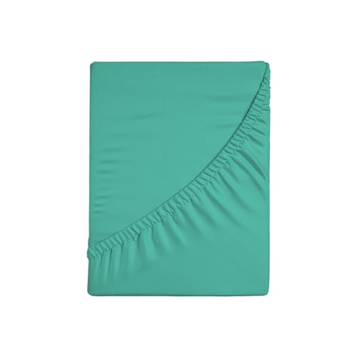 Spannbettlaken für Doppelbett, Maxi-Spannbetttuch, 100 % Baumwolle, Aquamarin, 0Bed von 0Bed