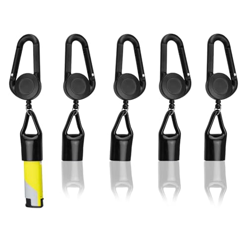 0XBIT Feuerzeug Halter - 5 Stück Einstellbare Lighter Leash mit Clipper Halter und Haken - Anti-Verlust-Feuerzeug-Clip (Schwarz) von 0XBIT