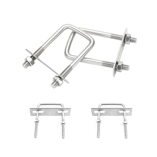 0XBIT Bügelschraube, 4 Stück U Bügel Mit Gewinde, Bügelschrauben, U Bügel Mit Gewinde M6 Mit Muttern und Rahmenplatte, Geeignet für Automobile, Rohre, Industrie, 60 x 80mm von 0XBIT