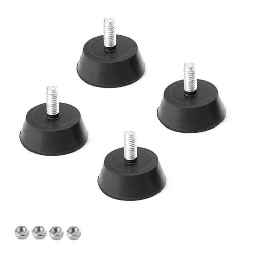0XBIT 4 Stück Stellfüße M6, Verstellbare Möbelfüße M6, Gummipuffer M6 mit 32 mm Durchmesser, Hohe Stabilität, für Schränke, Tische, Stühle, Sofas, Vitrinen von 0XBIT