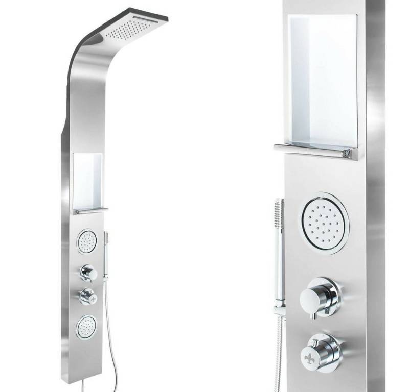 DEKO VERTRIEB BAYERN Brausegarnitur Edelstahl Premium Duschpaneel mit Ablage 160cm hoch von DEKO VERTRIEB BAYERN
