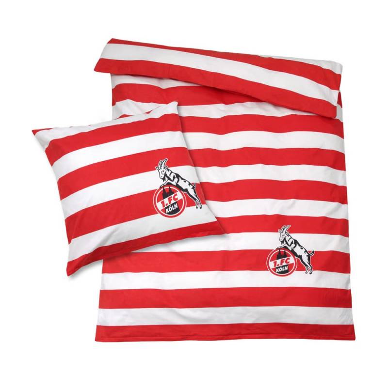 1. FC Köln Bettwäsche, Biber, 2 teilig, 1. FC Köln Design, Blockstreifenmuster von 1. FC Köln