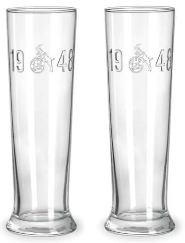 1. FC Köln Glas - Relief - Schnapsglas | Pilstulpe | Weizenbierglas | Bierkrug | Trinkglas ItemShape Weizenbierglas 2er Set von 1. FC Köln