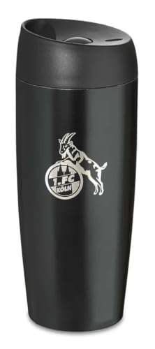 1. FC Köln Thermobecher - Logo - schwarz 450 ml Kaffeebecher Coffee to go-Becher - Plus Lesezeichen I love Köln von 1. FC Köln