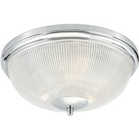 Dar arbor - Bowl Flush Deckenleuchte aus poliertem Chrom und Glas IP44, 3x E27 von DAR LIGHTING