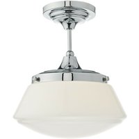 Dar caden - Semi Flush Deckenleuchte Licht poliertes Chrom & Opalglas IP44, 1x E27 von DAR LIGHTING