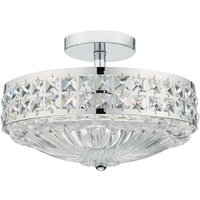 Dar Lighting - dar olona - Semi Flush Deckenleuchte Licht polierte Chrom Kristallperlen und Glasdiffusor, 3x E14 von DAR LIGHTING