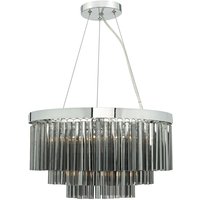 Dar Lighting - dar giovana - Zylindrische Pendelleuchte aus poliertem Chrom und Rauchglas, 5x G9 von DAR LIGHTING