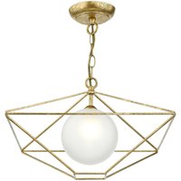 Dar Lighting - dar orsini - Drahtrahmen Pendelleuchte Antik Gold Opal Glasschirm, 1x E14 von DAR LIGHTING