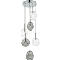 Dar quinn - Cluster Pendelleuchte Cluster Smoked & Clear Glass, 6x G4 von DAR LIGHTING