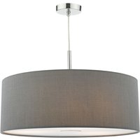 Dar Lighting - dar ronda - Zylindrische 60cm 3 Licht Pendelleuchte Schiefergrau mit Diffusor von DAR LIGHTING