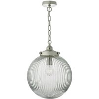 Dar tamara - Pendelleuchte Satin Nickel & geripptes Glas, 1x E27 von DAR LIGHTING