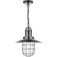 Dar Lighting - dar terrace - Kuppeldrahtrahmen Pendelleuchte Antik Chrom, 1x E27 von DAR LIGHTING