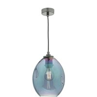 Dar Lighting - dar rogan - Kuppel Pendelleuchte Schwarz & Iridisiertes Glas, 1x E27 von DAR LIGHTING