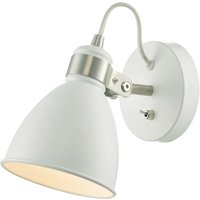 Dar Lighting - dar frederick - Single Spotlight Wandleuchte Weiß & Satin Chrom von DAR LIGHTING