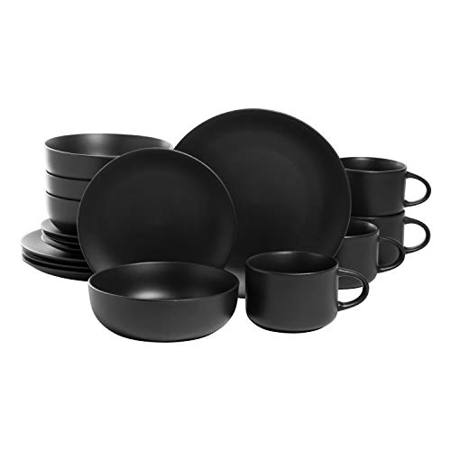 10 Strawberry Street WM-16-BLK Wazee Matte Geschirr-Set Coupe, Steinzeug, schwarz von 10 Strawberry Street