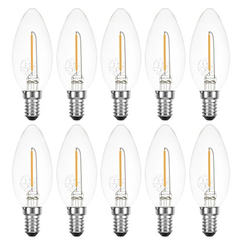 10 x LED Filament Kerze 1W fast wie 15W klar E14 100lm Glühlampe Fadenglühbirne warmweiß 2700K von NCC-Licht