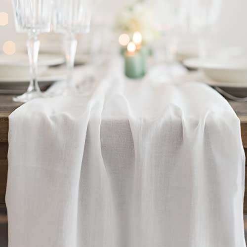 100%Mosel Musselin Dekostoff, in Offwhite (48 cm x 5 m), 66 g/m², sehr dünner Tischläufer, zarte Tischdeko für Geburtstage & Hochzeiten, Tischband als Bunte Dekoration zu besonderen Anlässen von 100%Mosel