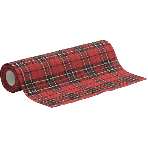 100%Mosel Tischläufer Schottenkaro, in Rot (28 cm x 5 m), 155 g/m², Karierte Tischdeko für Weihnachten, Tartan Tischband als Klassische Dekoration mit goldenem Akzent von 100%Mosel