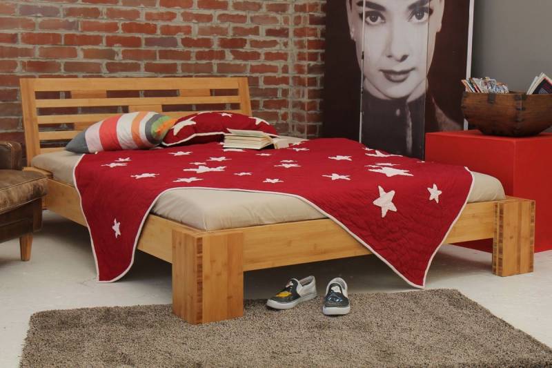 1001 Wohntraum Massivholzbett BURMA Bambusbett mit Rückenlehne MELAKA, Steckbett - Aufbau in 5min, zwei verschiedene Betthöhen wählbar von 1001 Wohntraum