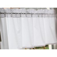 Kurzgardine Scheibengardine Weiß Uni - Diverse Breiten Höhe 38+4 cm von 1001DekoTraeume