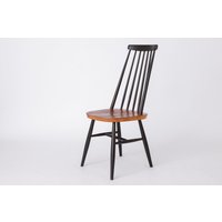1 Of 3 Vintage Swedish Spindle Back Chair By Nesto, 1960S - Teak Seat & Black Beech Frame von 1001VintageChairs