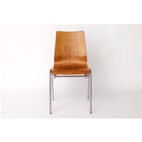 1 Of 4 Vintage 1970S Teak & Metal Stacking Chair, Germany - Set Up To Available 1 Of 4 Vintage 1970S Teak & Metal Stacking Chair, Germany - Set Up To Available von 1001VintageChairs