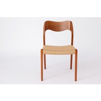 1 Of 2 Niels Moller Mid Century Teak Dining Chair With Papercord Seats By O. Møller, Model 71, Denmark 1950S Vintage von 1001VintageChairs
