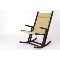 1960S Minimalistic Rocking Chair By Casala - Black Beech & Beige Cotton Cover von 1001VintageChairs