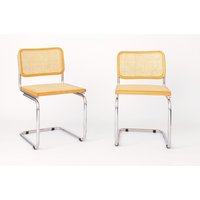 2 Unique Cantilever Chairs From The 1990S, Italian Design Inspired By Marcel Breuer - Chromed Frame, Beech Wood & Viennese Weaving von 1001VintageChairs