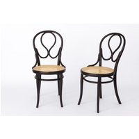 Pair Of Thonet No. 20 Bentwood Chairs - 1930S-40S | Black Lacquer & Viennese Weave Authentic Vintage Design Classic von 1001VintageChairs