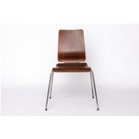 Ikea Gilbert Chair - 1990S Vintage Stackable Dining Chair, Teak Plywood Seat With Chrome Legs, Set Of 3 Available von 1001VintageChairs