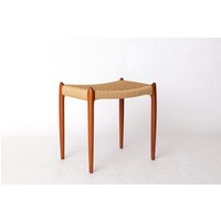Rare Niels Otto Møller Ottoman Model 78A - Danish Teak & Cord, 1960S Mid-Century Modern Footstool von 1001VintageChairs