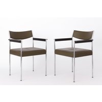 Set Of 2 Armchairs By Edlef Bandixen | 1970S Olive Leather + Chrome Kusch & Co Worldwide Shipping Set Of 2 Armchairs By Edlef Bandixen | 1970S Olive Leather + Chrome Kusch & Co Worldwide Shipping von 1001VintageChairs