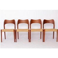 1 Of 4 Arne Hovmand-Olsen Teak Dining Chairs For Mogens Kold, 1960S | Danish Mid-Century Modern, Paper Cord Seats von 1001VintageChairs