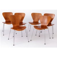 Set Of 6 Stacking Chairs | 1960S Teak Plywood Inspired By Arne Jacobsen's Series 7 Worldwide Shipping von 1001VintageChairs