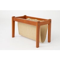 Midcentury Danish Teak Magazine Rack | Vintage Scandinavian Design Classic Wood Frame von 1001VintageChairs